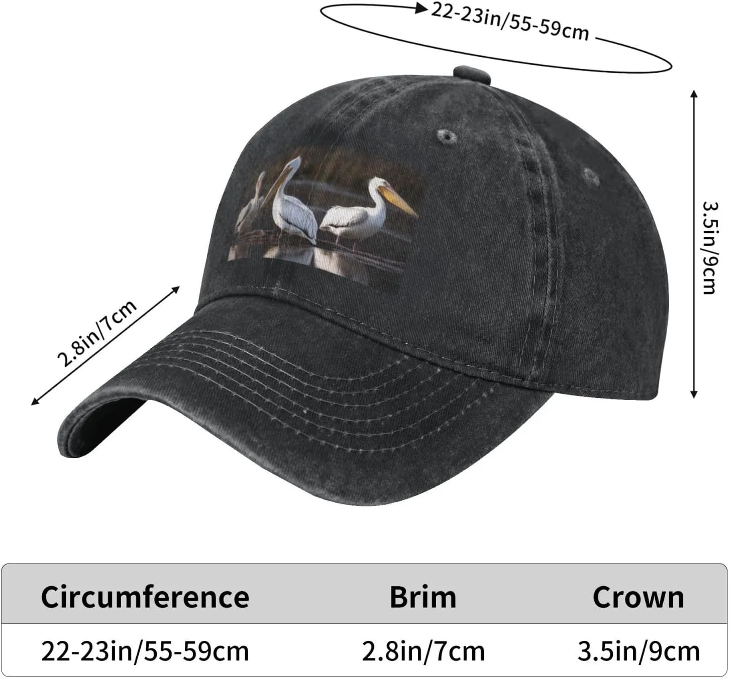 Three Pelicans Unisex Baseball Cap Breathable Cotton Trucker Hat Classic Denim Dad Hat Summer Sun Hat