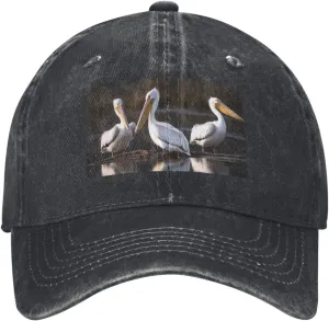 Three Pelicans Unisex Baseball Cap Breathable Cotton Trucker Hat Classic Denim Dad Hat Summer Sun Hat