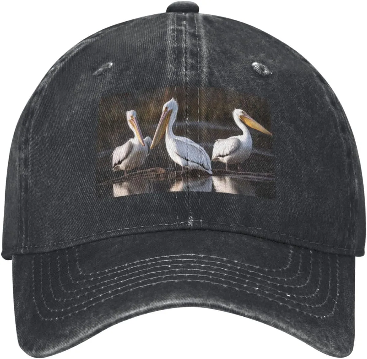 Three Pelicans Unisex Baseball Cap Breathable Cotton Trucker Hat Classic Denim Dad Hat Summer Sun Hat