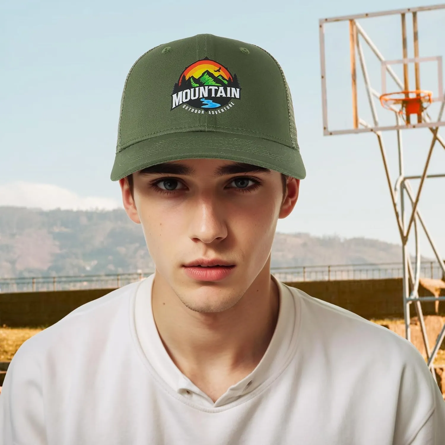 Trucker Hats for Men - Blank Baseball Cap Teenagers Snapback Adjustable Breathable Mesh Back Cap Plain