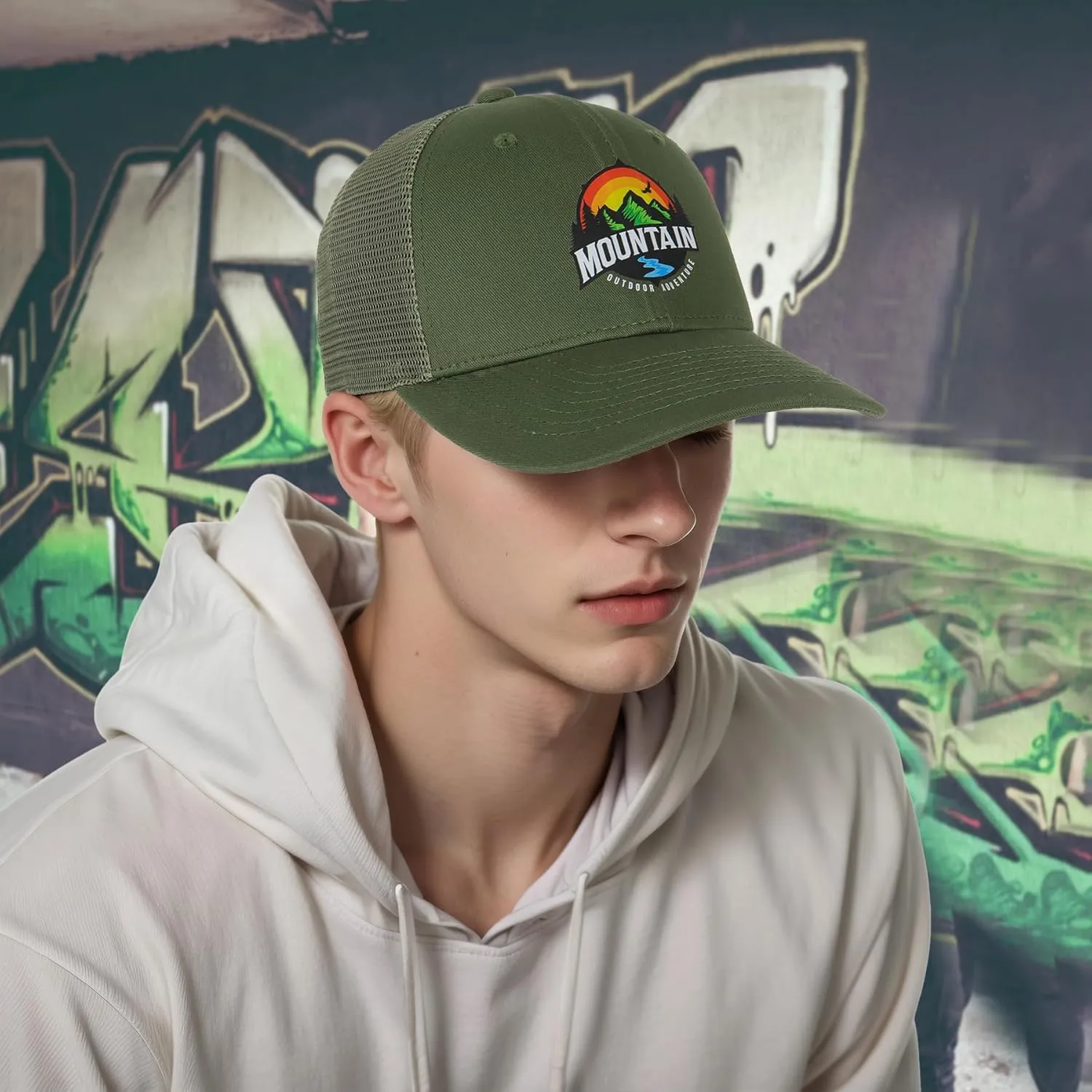 Trucker Hats for Men - Blank Baseball Cap Teenagers Snapback Adjustable Breathable Mesh Back Cap Plain