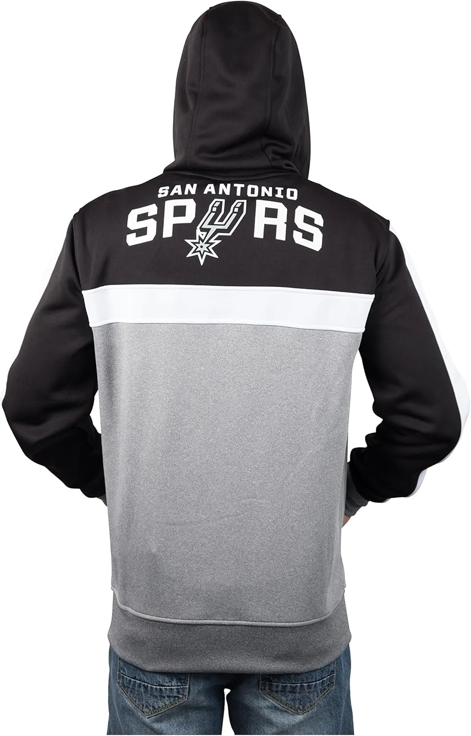 Ultra Game Adult Unisex NBA Official Contrast Back Cut Full Zip Hoodie Sweatshirt