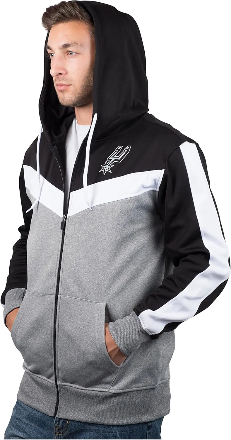 Ultra Game Adult Unisex NBA Official Contrast Back Cut Full Zip Hoodie Sweatshirt