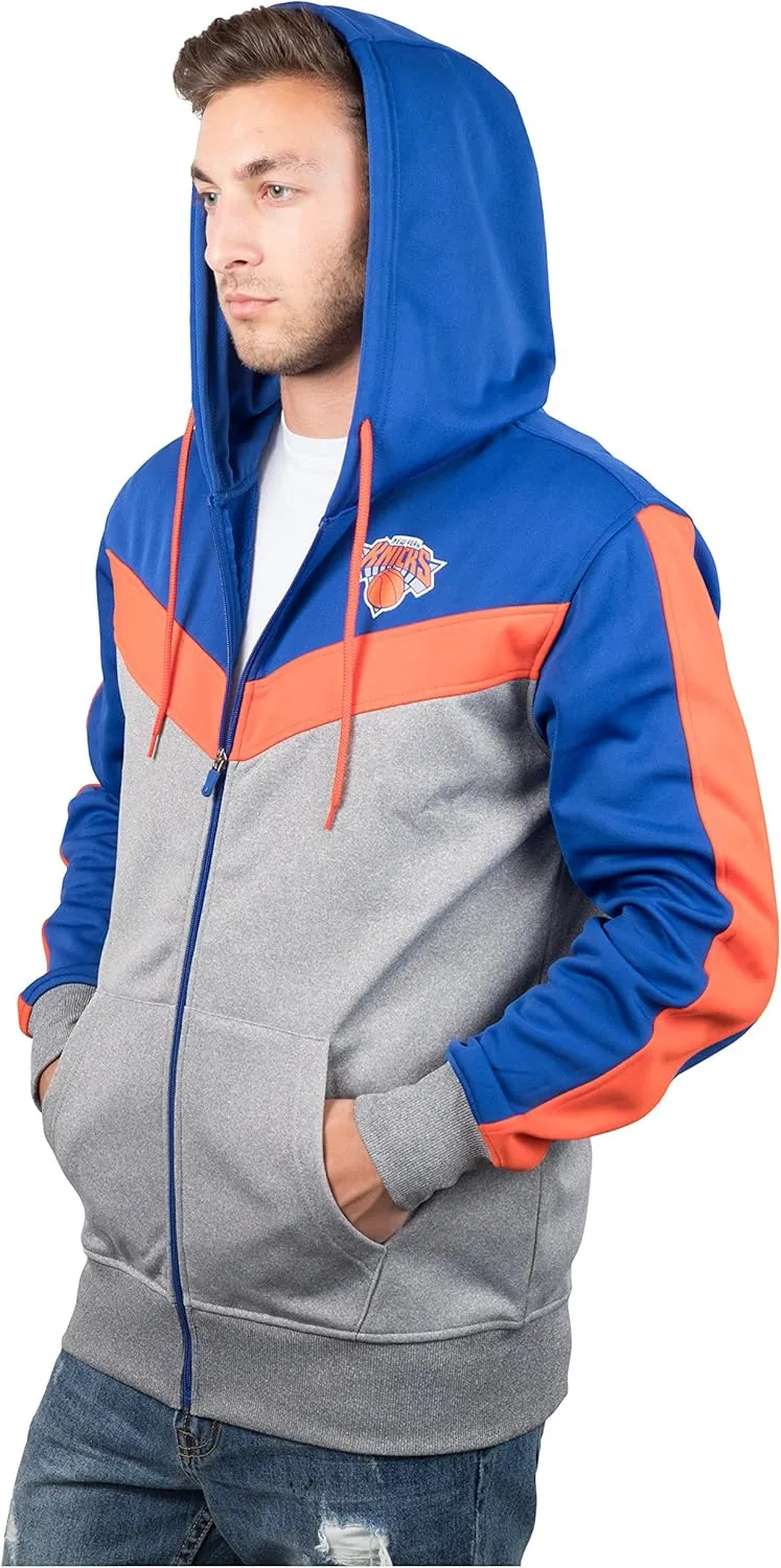 Ultra Game Adult's NBA Official Contrast Back Cut Full Zip Hoodie Sweatshirt