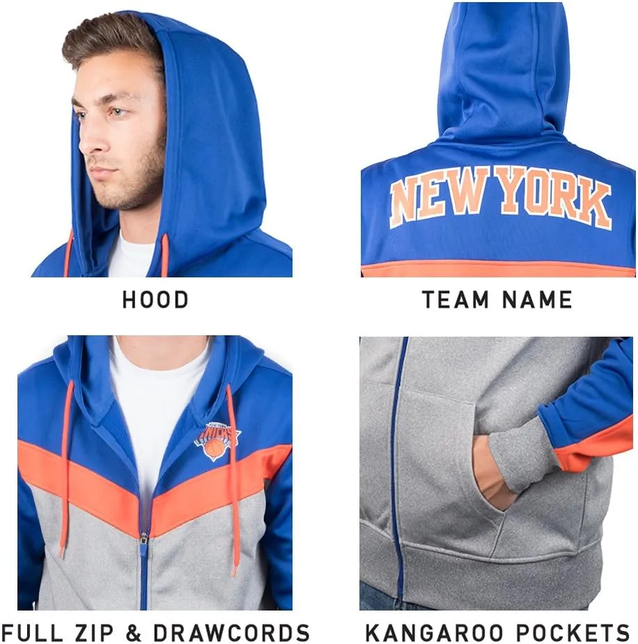 Ultra Game Adult's NBA Official Contrast Back Cut Full Zip Hoodie Sweatshirt