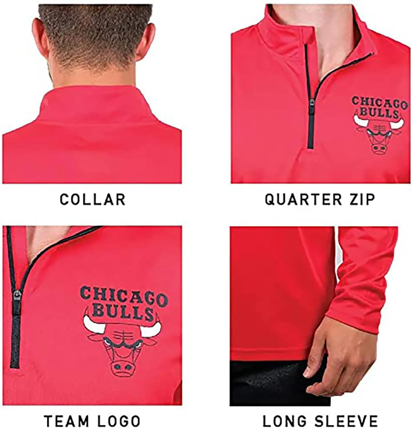 Ultra Game Men's NBA Quarter Zip Long Sleeve Pullover T-Shirt