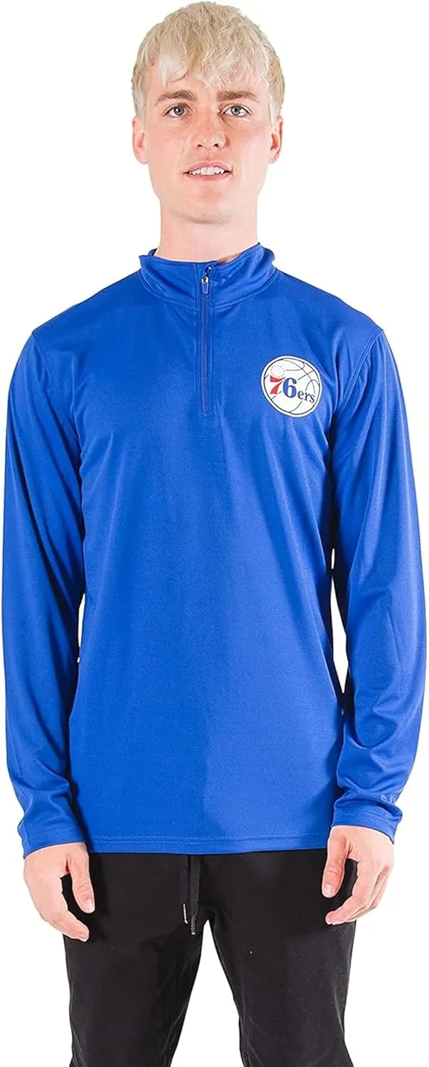 Ultra Game Men's NBA Quarter Zip Long Sleeve Pullover T-Shirt