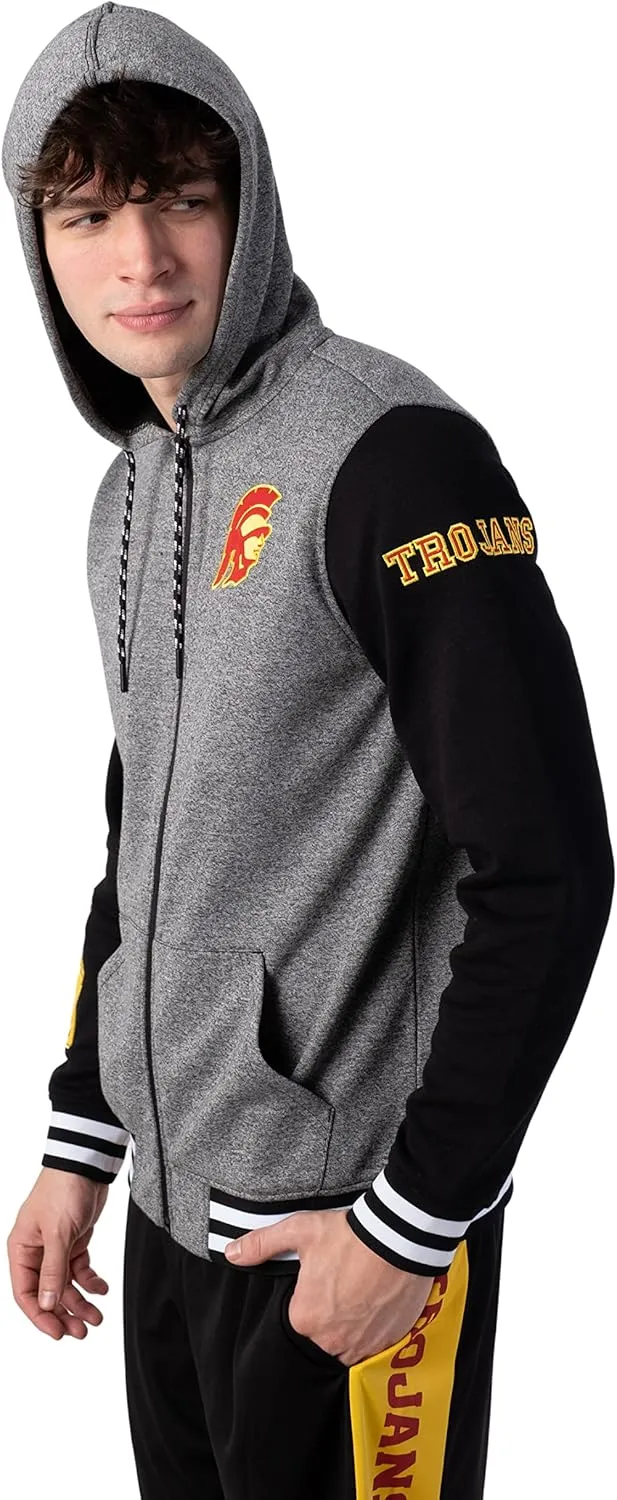 Ultra Game NCAA Men's Full Zip Fleece Hoodie Letterman Varsity Jacket