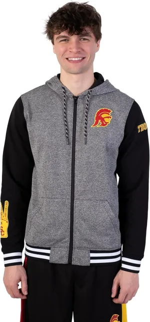Ultra Game NCAA Men's Full Zip Fleece Hoodie Letterman Varsity Jacket