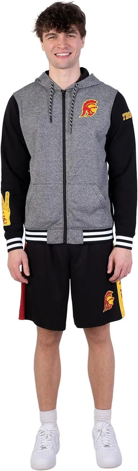 Ultra Game NCAA Men's Full Zip Fleece Hoodie Letterman Varsity Jacket