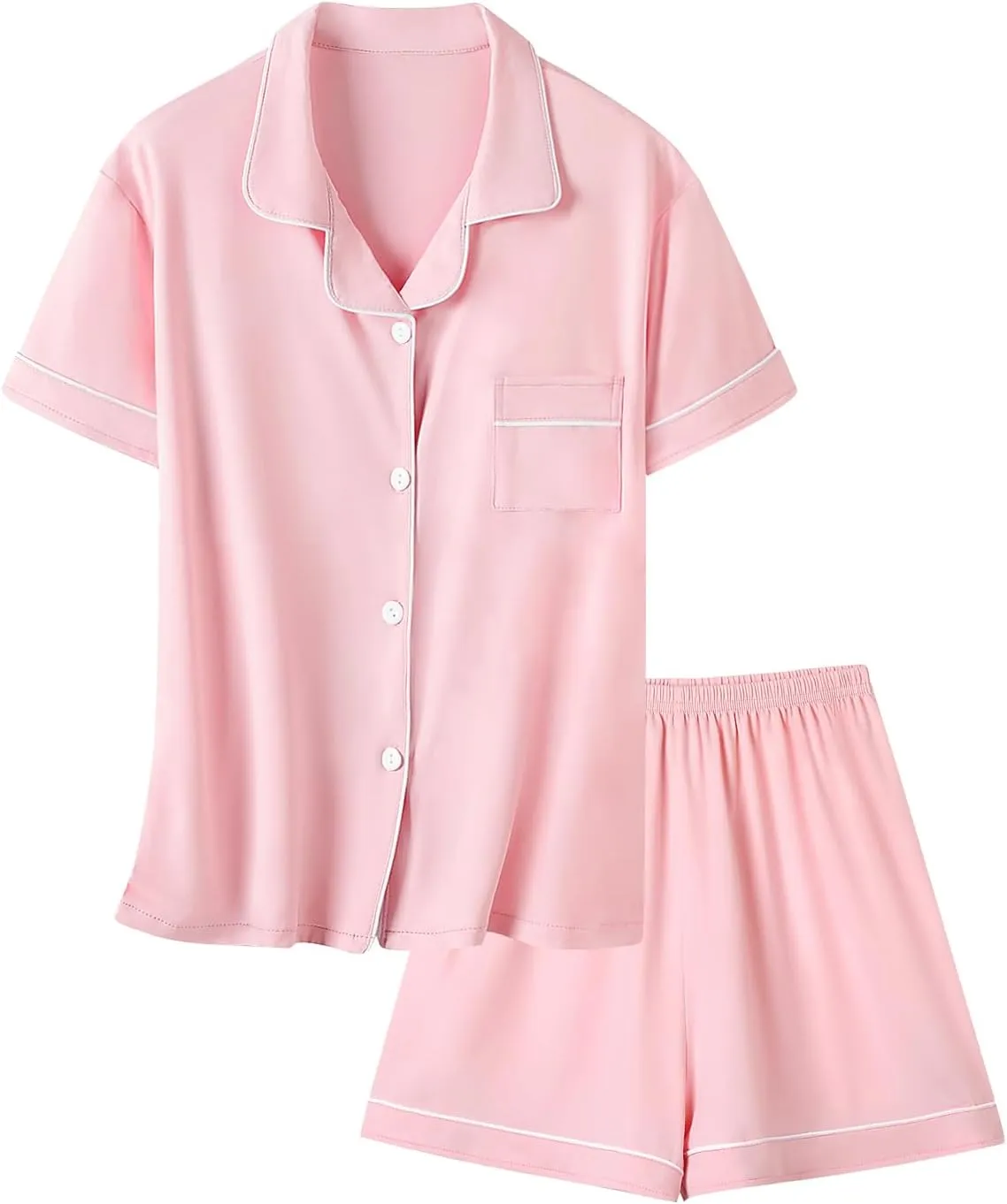 Umeyda Girls & Women Pajamas Set Soft Short Sleeve Pjs Set Button-Down Sleepwear Nightwear Loungewear