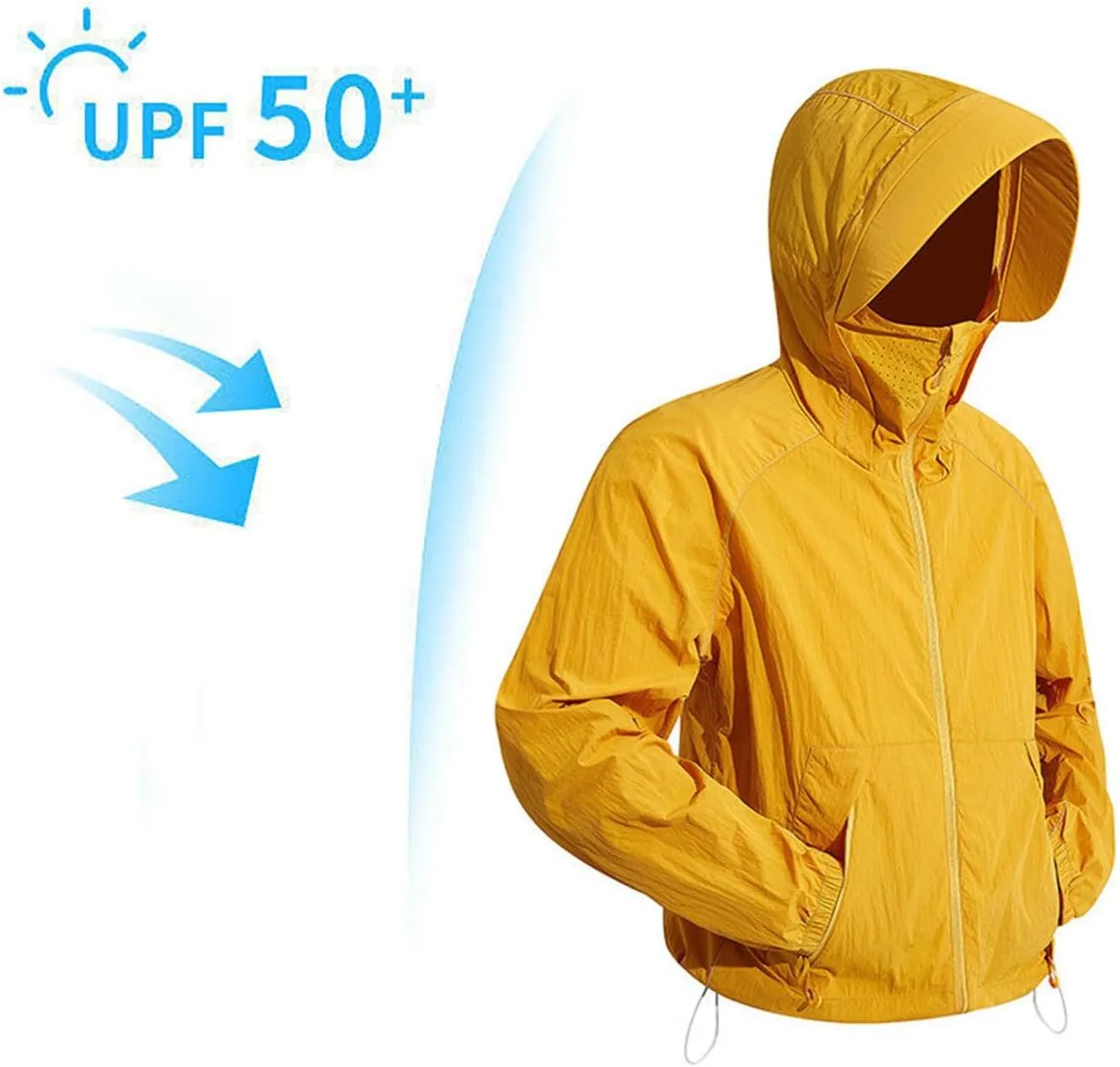 UPF 50  Hoodies for Men Solid Color Classic Quick Dry Shirts Sun Protection Jackets for Hiking Workout