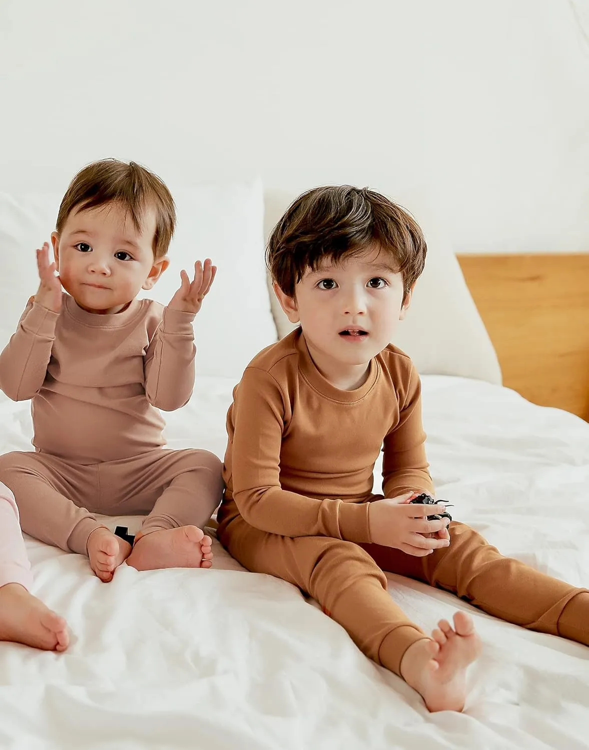 VAENAIT BABY 12M-12Y Kids Boys Girls Toddler Solid Cotton Daily Pajamas Pyjamas Sleepwear Set Basic