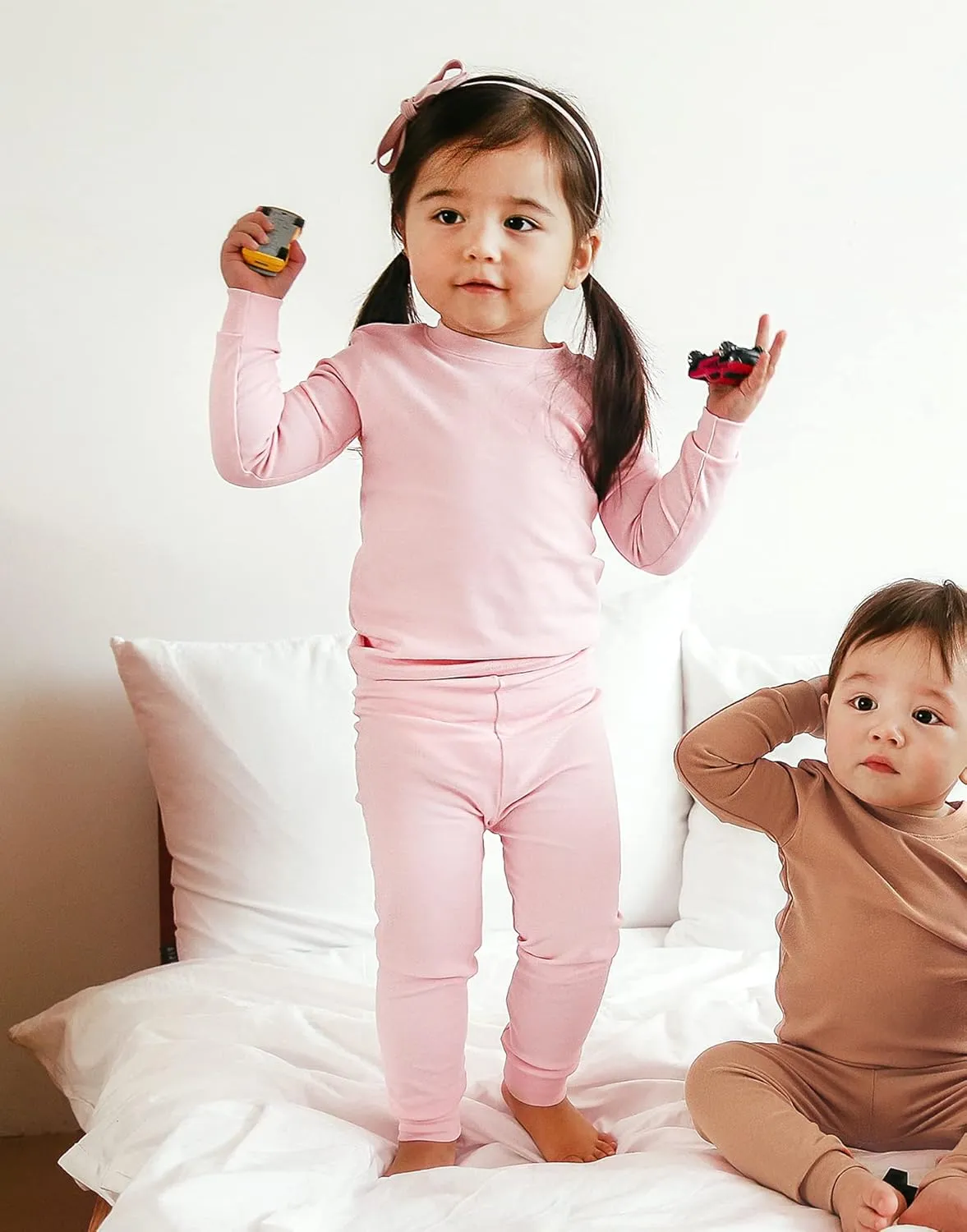 VAENAIT BABY 12M-12Y Kids Boys Girls Toddler Solid Cotton Daily Pajamas Pyjamas Sleepwear Set Basic