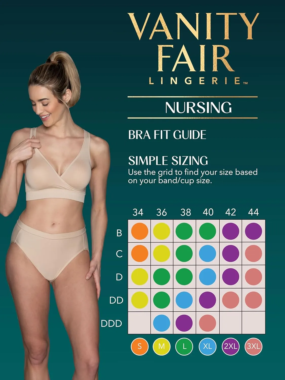 Vanity Fair Women's Maternity Nursing Bras for Breastfeeding: Wireless Pullover Lounge Sleep Bra, Available in Multipacks