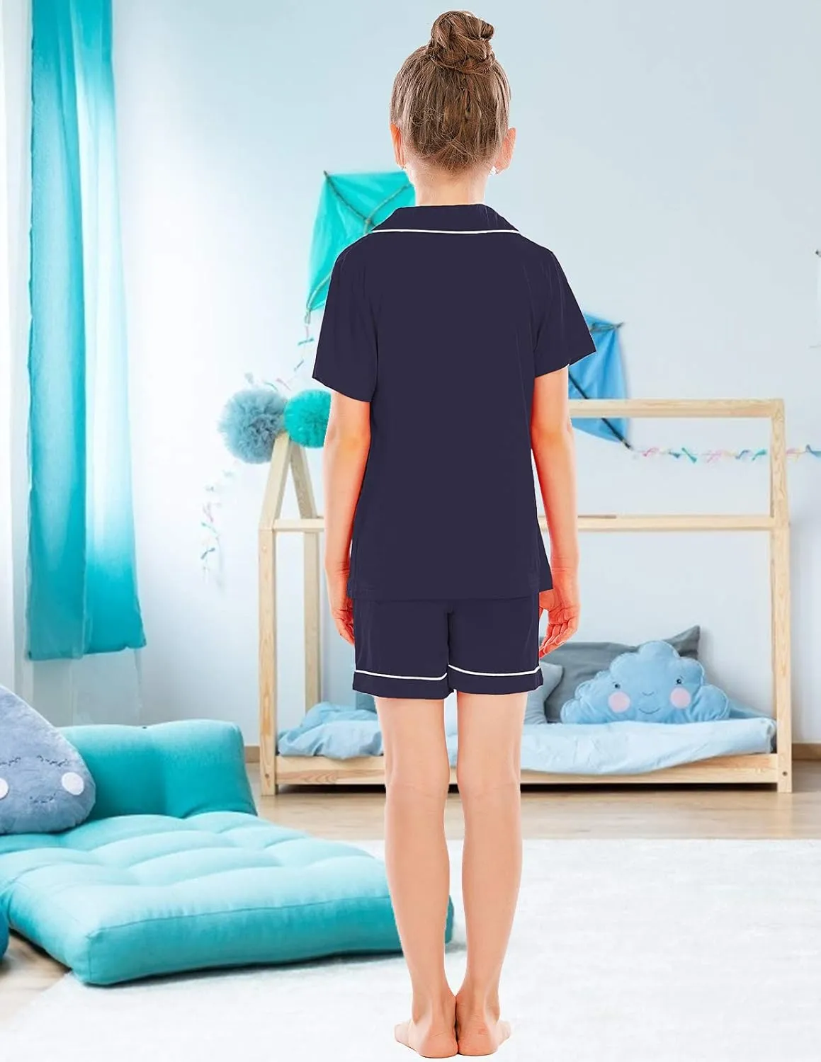 Veseacky Unisex Girls Boys Pajamas Long Sleeve Sleepwear Button-Down 2 Pcs Pjs Set for 5-14 Years