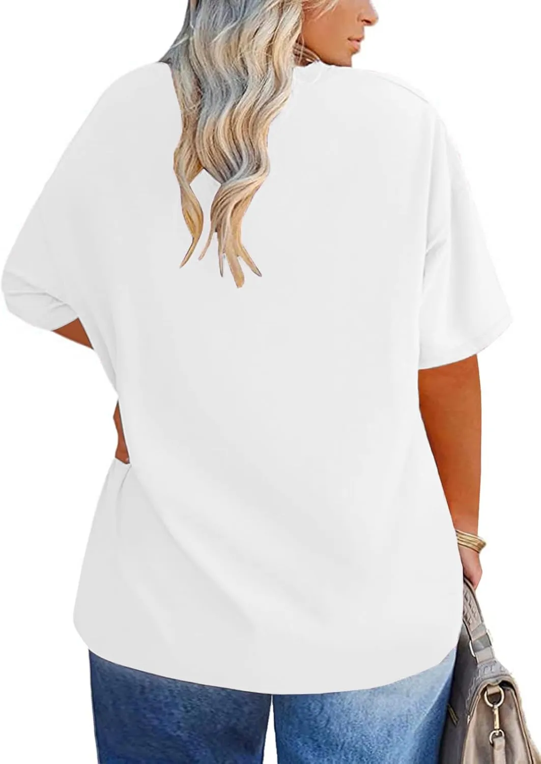 VISLILY Plus-Size-Tops for Women Casual Short Sleeve T Shirts Summer Crew Neck Tees Oversized Comfy Loose Fit Tunics XL-5XL