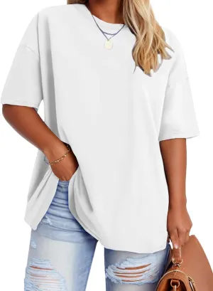 VISLILY Plus-Size-Tops for Women Casual Short Sleeve T Shirts Summer Crew Neck Tees Oversized Comfy Loose Fit Tunics XL-5XL