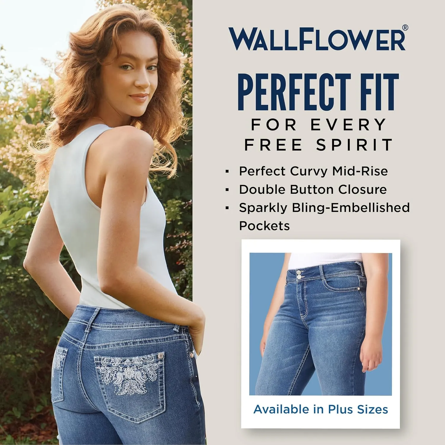 WallFlower Women's Luscious Curvy Bootcut Mid-Rise Bling Insta Stretch Juniors Jeans (Standard and Plus)