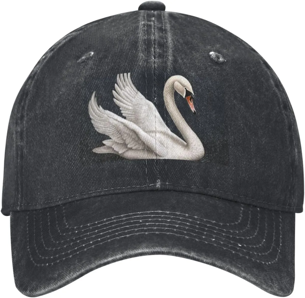 White Swan Unisex Baseball Cap Breathable Cotton Trucker Hat Classic Denim Dad Hat Summer Sun Hat