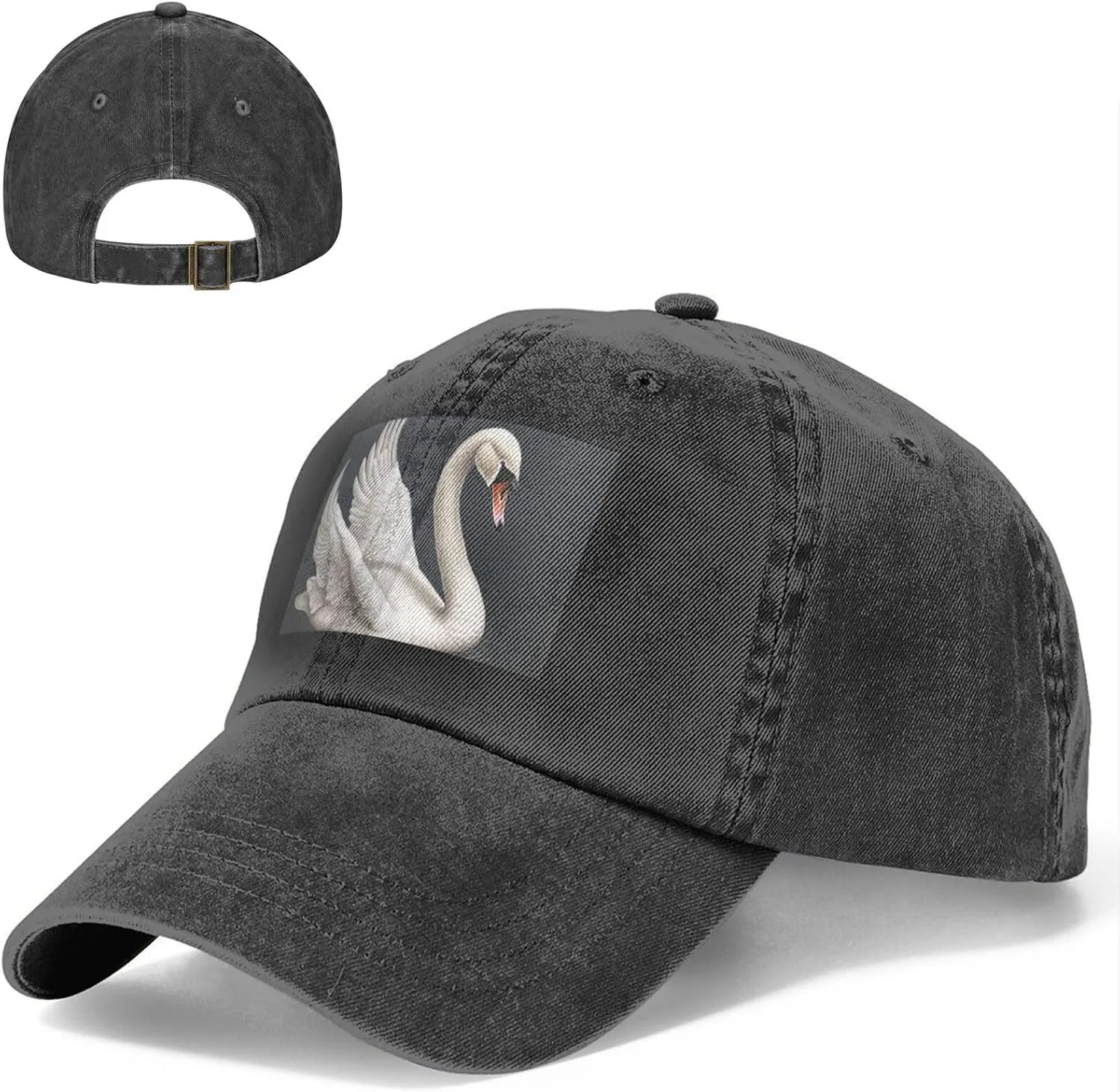 White Swan Unisex Baseball Cap Breathable Cotton Trucker Hat Classic Denim Dad Hat Summer Sun Hat