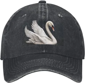 White Swan Unisex Baseball Cap Breathable Cotton Trucker Hat Classic Denim Dad Hat Summer Sun Hat