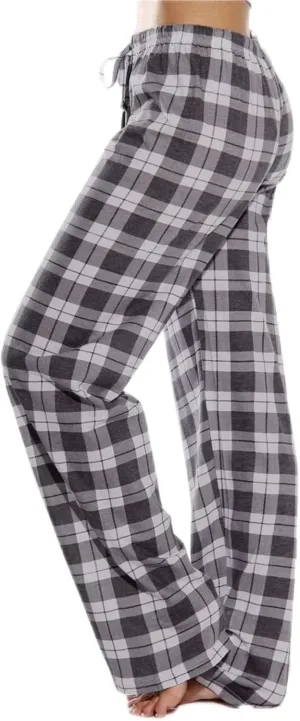 Wide Leg Pants for Women Plaid Mid Rise Elastic Waist Trousers Loose Casual Gingham Straight Palazzo Loungewear Pants