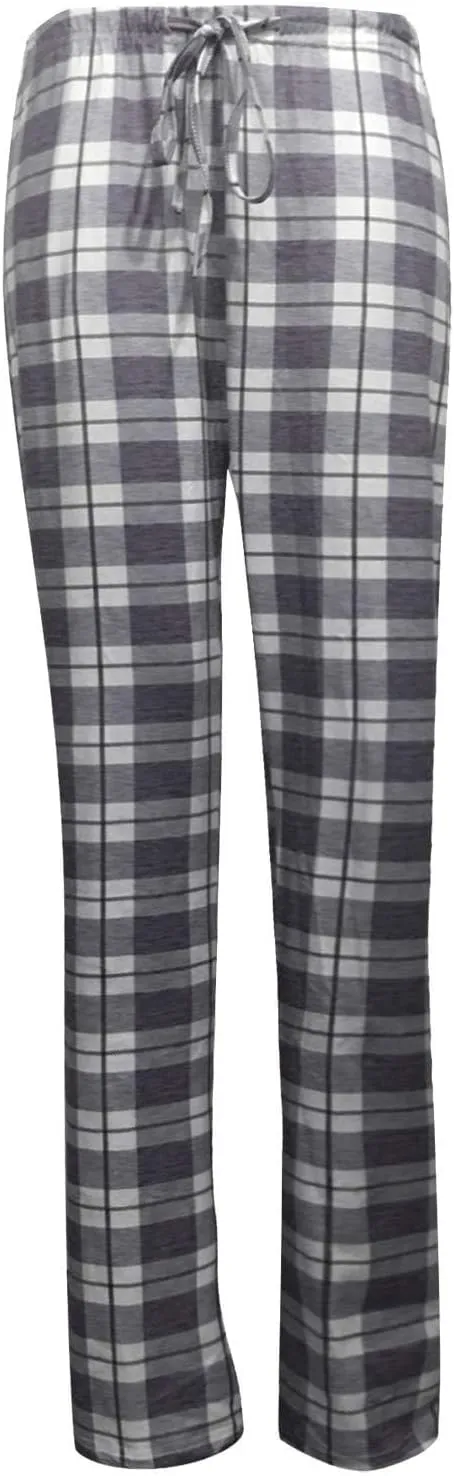 Wide Leg Pants for Women Plaid Mid Rise Elastic Waist Trousers Loose Casual Gingham Straight Palazzo Loungewear Pants