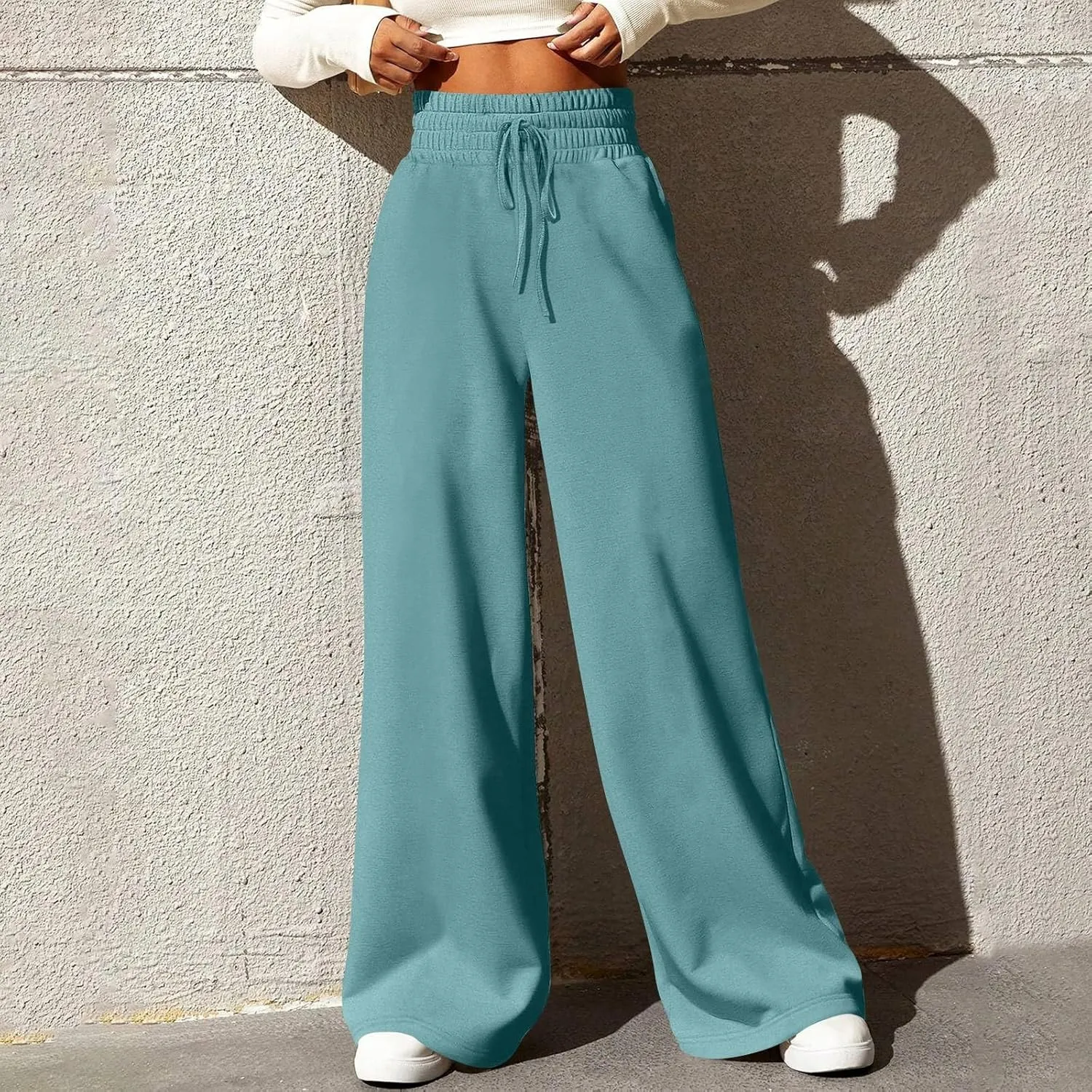 Wide Leg Sweatpants Women Baggy Drawstring High Waisted Lounge Pants Oversized Casual Comfy Joggers with Pockets