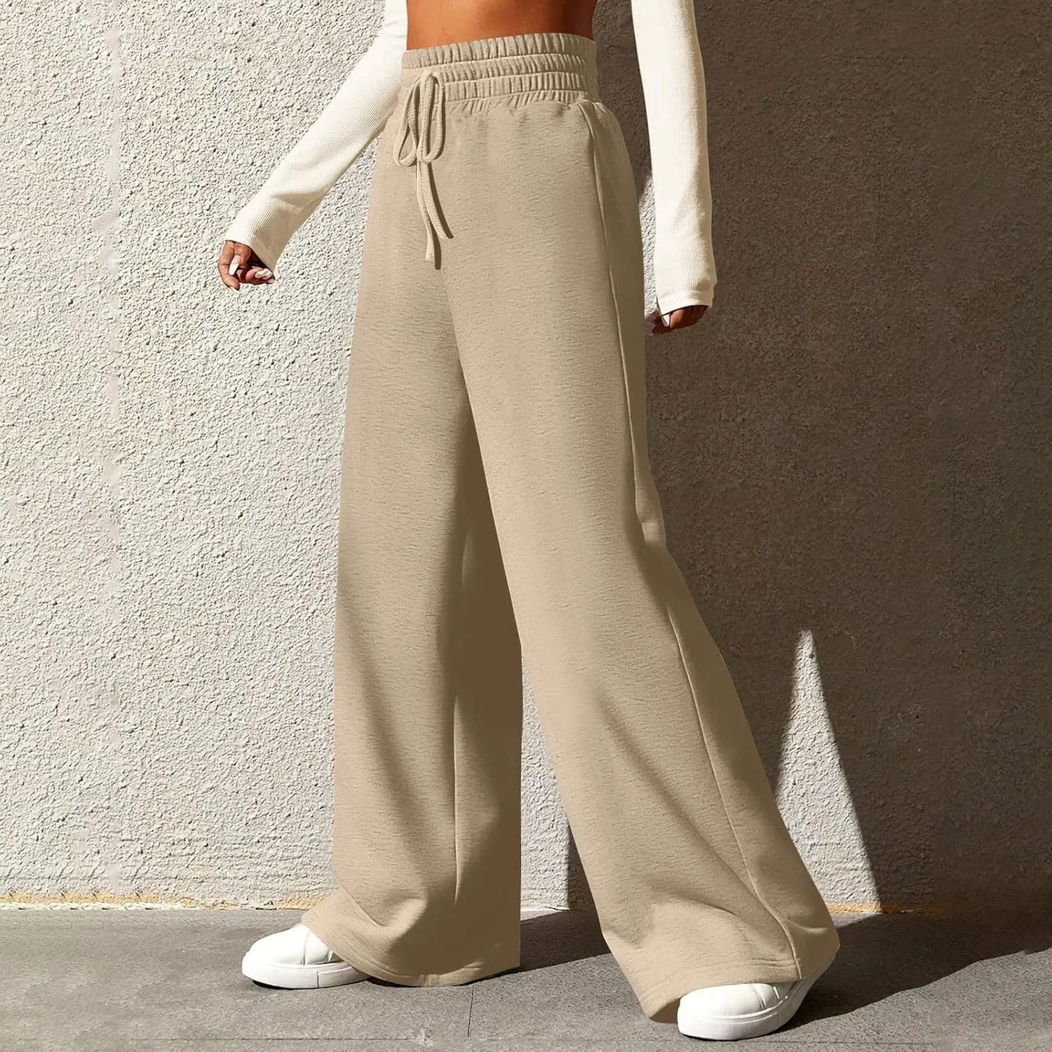 Wide Leg Sweatpants Women Baggy Drawstring High Waisted Lounge Pants Oversized Casual Comfy Joggers with Pockets