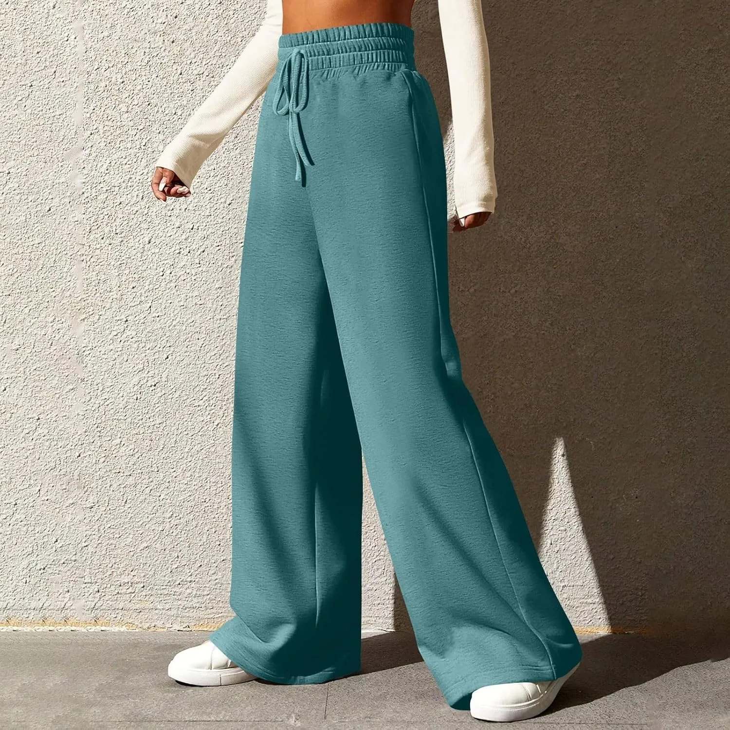 Wide Leg Sweatpants Women Baggy Drawstring High Waisted Lounge Pants Oversized Casual Comfy Joggers with Pockets