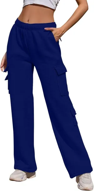Wide Leg Sweatpants Women Baggy High Waisted Cargo Pants Casual Comfy Workout Lounge Pants with Pockets