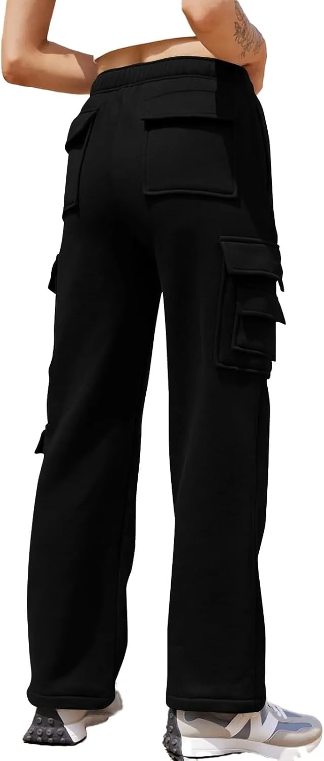 Wide Leg Sweatpants Women Baggy High Waisted Cargo Pants Casual Comfy Workout Lounge Pants with Pockets