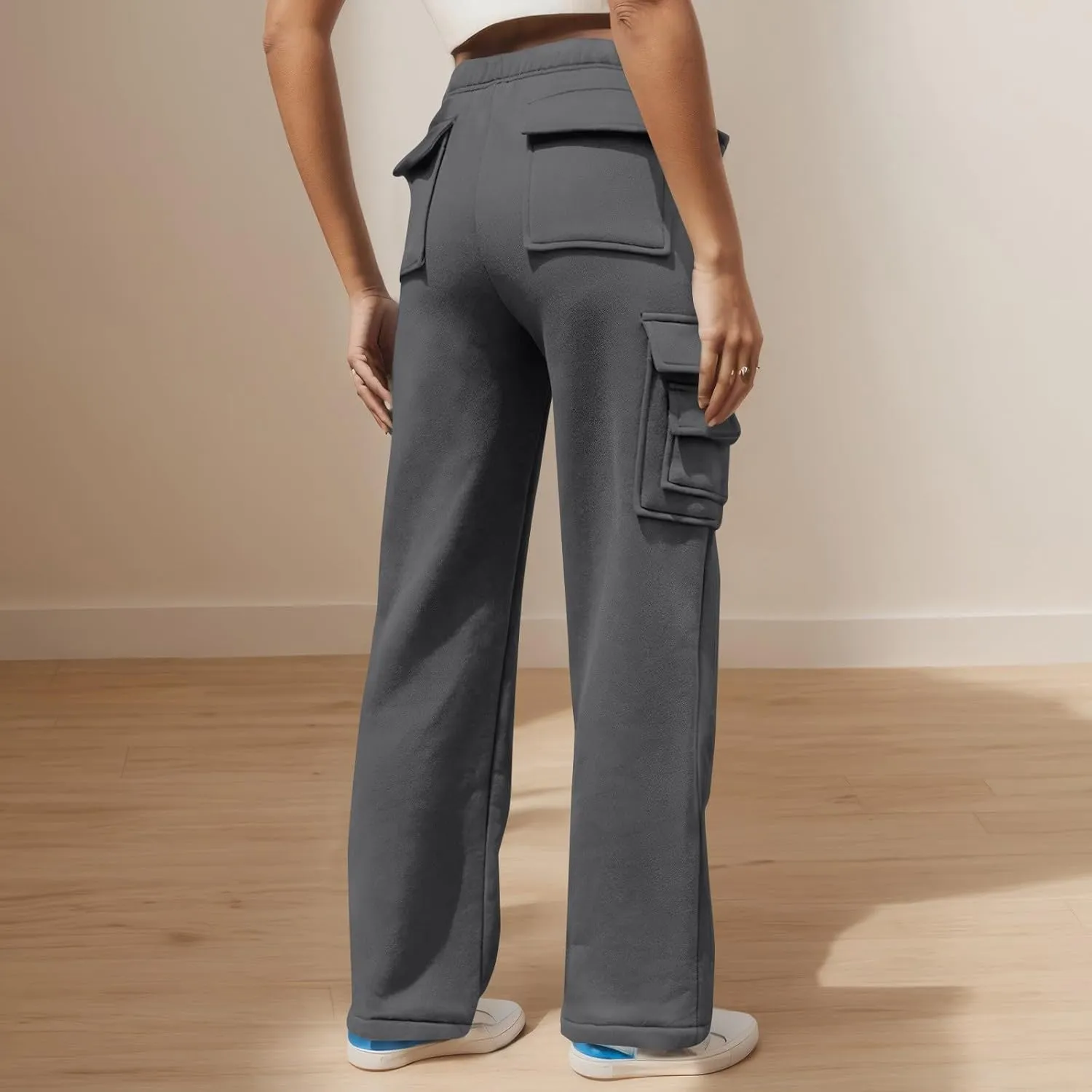 Wide Leg Sweatpants Women Baggy High Waisted Cargo Pants Casual Comfy Workout Lounge Pants with Pockets