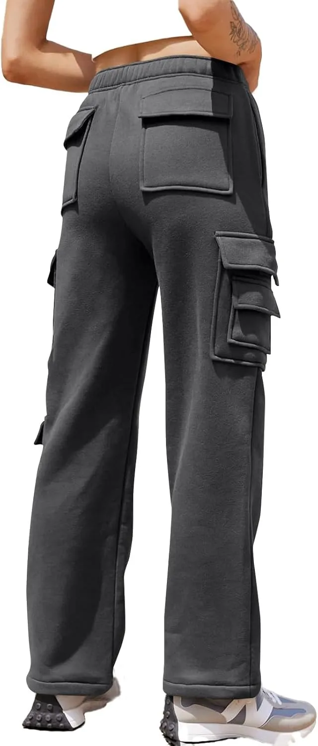 Wide Leg Sweatpants Women Baggy High Waisted Cargo Pants Casual Comfy Workout Lounge Pants with Pockets
