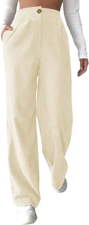 Wide Leg Sweatpants Women Cargo Pants for Women High Waisted Baggy Y2K Corduroy Pants Straight Trousers with Pockets