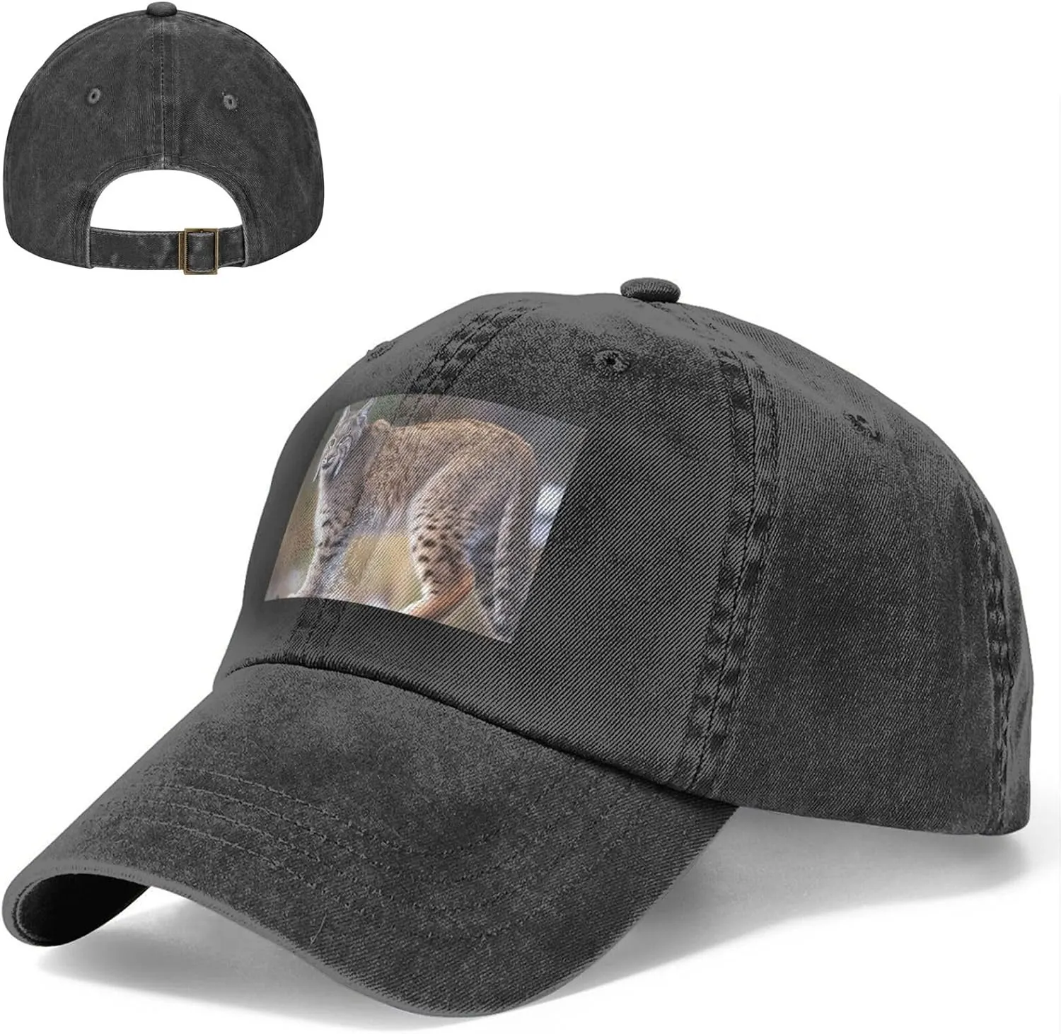 Wild Bobcat Unisex Baseball Cap Breathable Cotton Trucker Hat Classic Denim Dad Hat Summer Sun Hat
