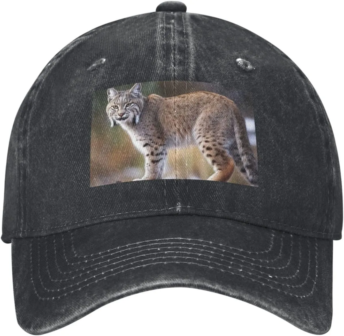 Wild Bobcat Unisex Baseball Cap Breathable Cotton Trucker Hat Classic Denim Dad Hat Summer Sun Hat