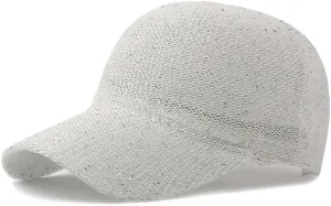 WITHMOONS Breathable Mesh Baseball Cap – Lightweight Sequin Glitter Summer Hat for Women, Adjustable Fit YZM0257