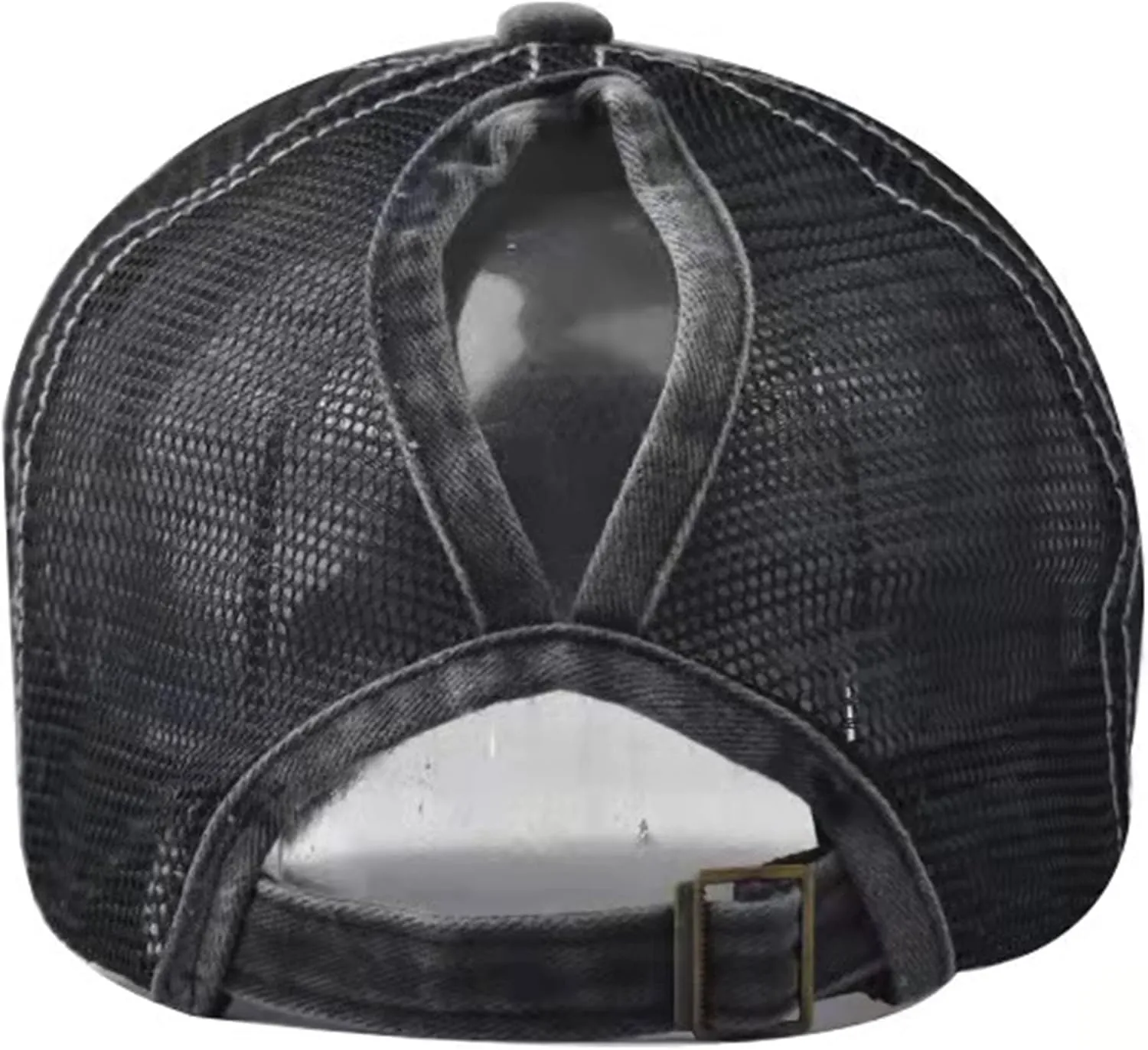 Woman Man Ponytail Baseball Cap - US Flag Breathable Mesh Outdoor Golf Sun Hat for Summer