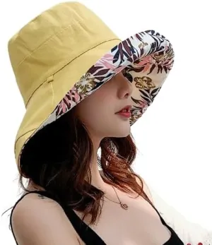 Women Bucket Sun Hats Wide Brim Lightweight & Breathable Mesh Beach Cap Floral UPF50  Fishing Hat
