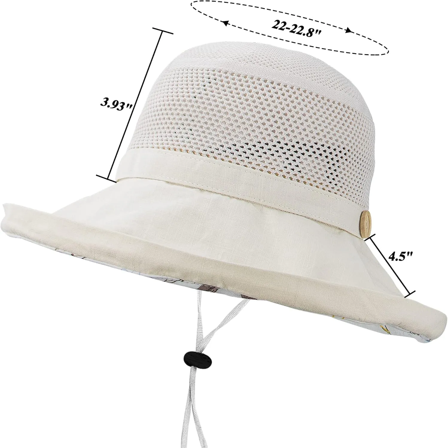 Women Bucket Sun Hats Wide Brim Lightweight & Breathable Mesh Beach Cap Floral UPF50  Fishing Hat