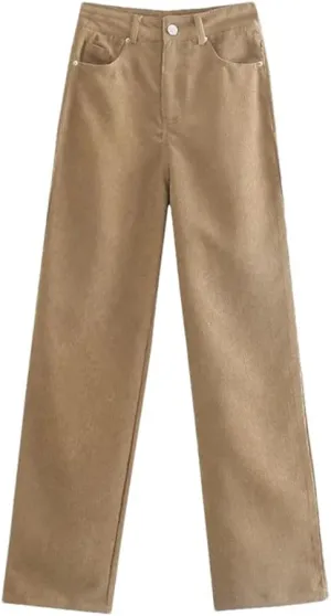 Women High-Waisted Slimming Jeans Loose-Fit Korean Style Straight-Leg Versatile Draped Trousers