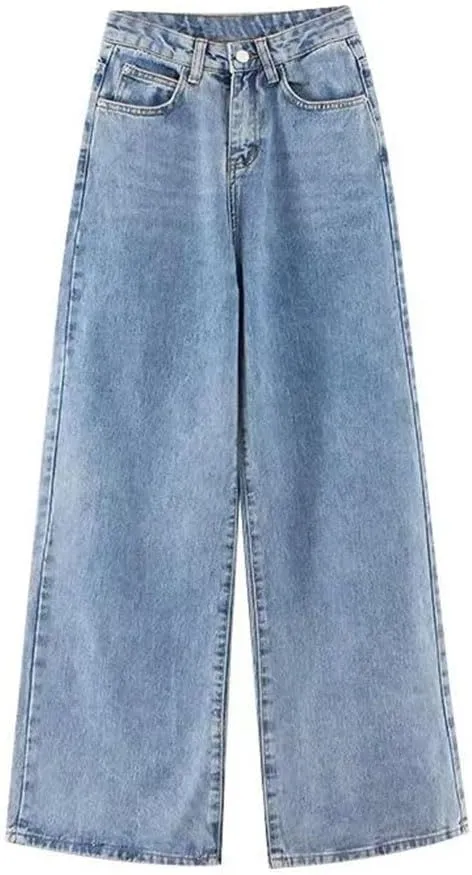 Women High-Waisted Slimming Jeans Loose-Fit Korean Style Straight-Leg Versatile Draped Trousers