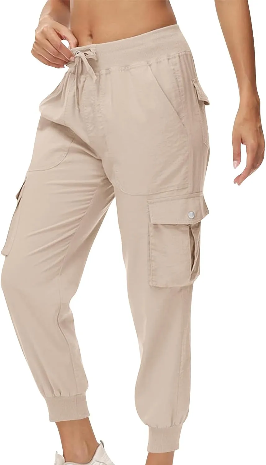 Women Hiking Pants Lightweight Cargo Joggers Outdoor Quick Dry Athletic Pants with Pockets Casual Travel Pants