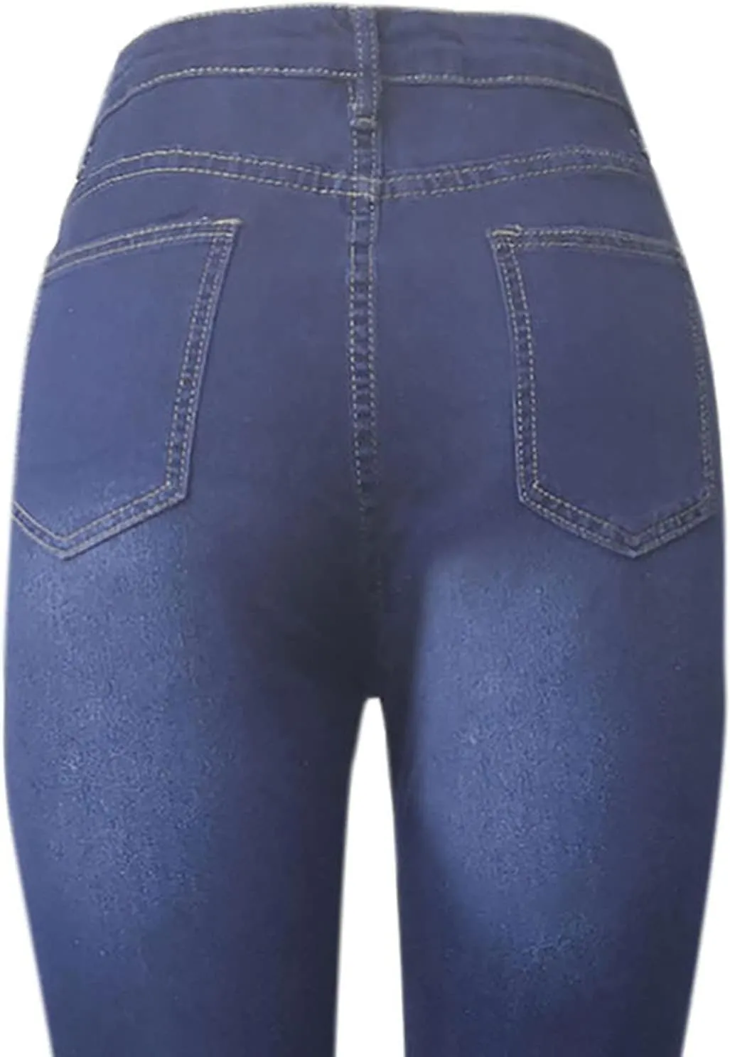 Women Jeans Fit High Waisted Ripped Distressed Stretchy Denim Pants Casual Straight Leg Jeans Long Pants