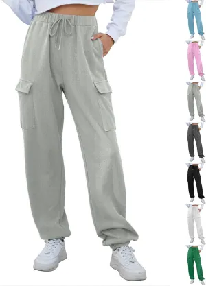 Womens Baggy Sweatpants Casual Cinch Bottom Fleece Joggers with Pockets Comfy Drawstring High Waisted Lounge Pants