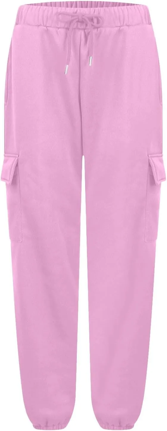 Womens Baggy Sweatpants Casual Cinch Bottom Fleece Joggers with Pockets Comfy Drawstring High Waisted Lounge Pants