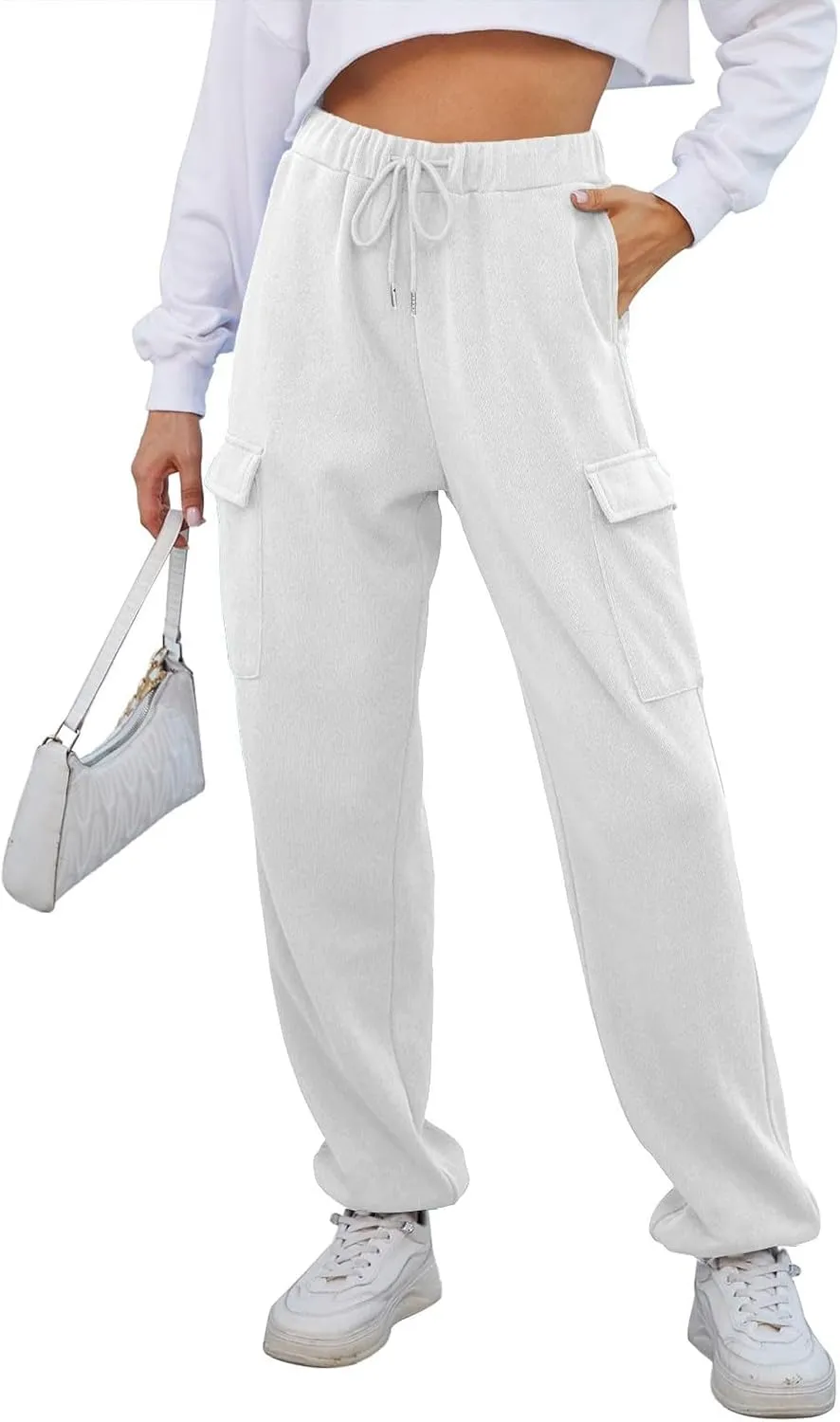 Womens Baggy Sweatpants Casual Cinch Bottom Fleece Joggers with Pockets Comfy Drawstring High Waisted Lounge Pants
