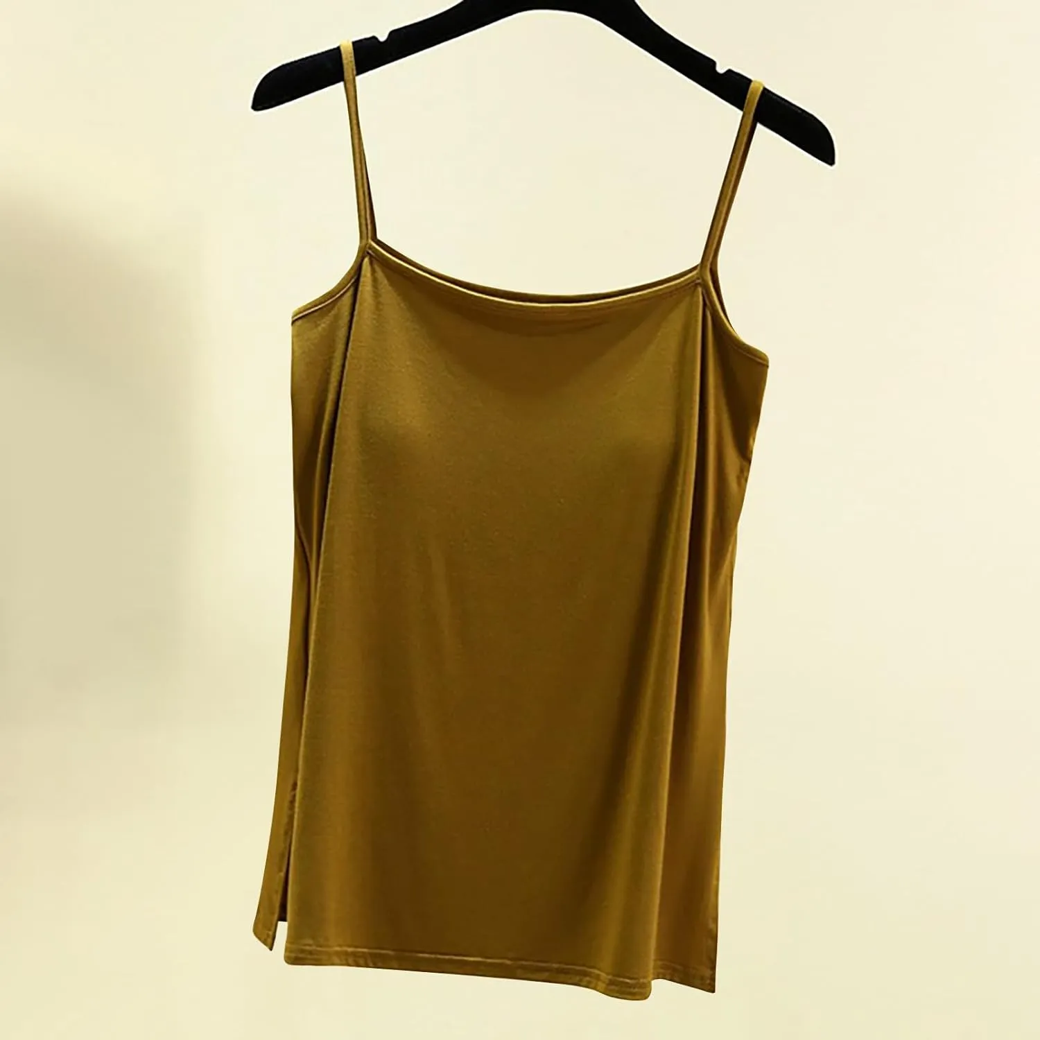 Womens Built-in Bra Padded Camisole Yoga Tanks Tops Wireless Support Short Cami Shirts Loose Fit Casual Blouse